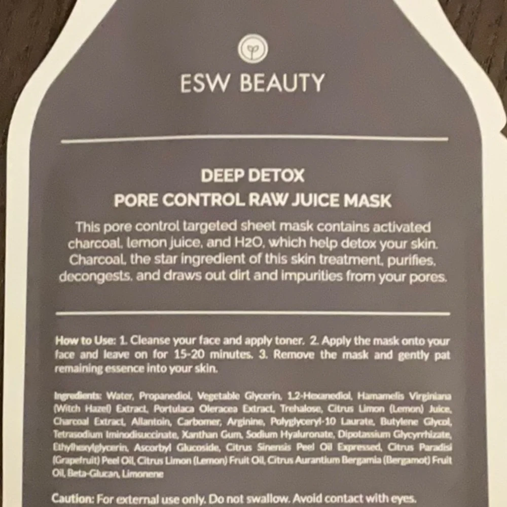 ESW Beauty H2O Activated Charcoal Lemon Juice Mask